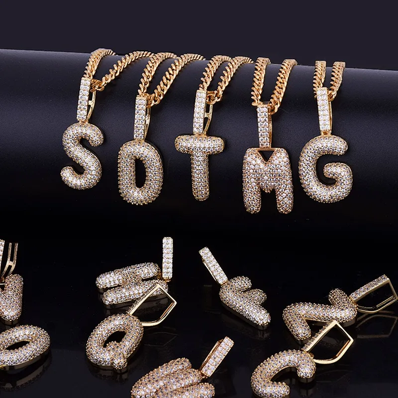Hot Selling Custom Paved Zircon Sterling Silver Bubble Letter Pendants Men and Women Hip Hop Jewelry