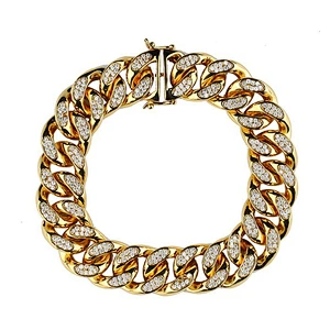 Diamond Gold Cuban Link Chain Bracelet