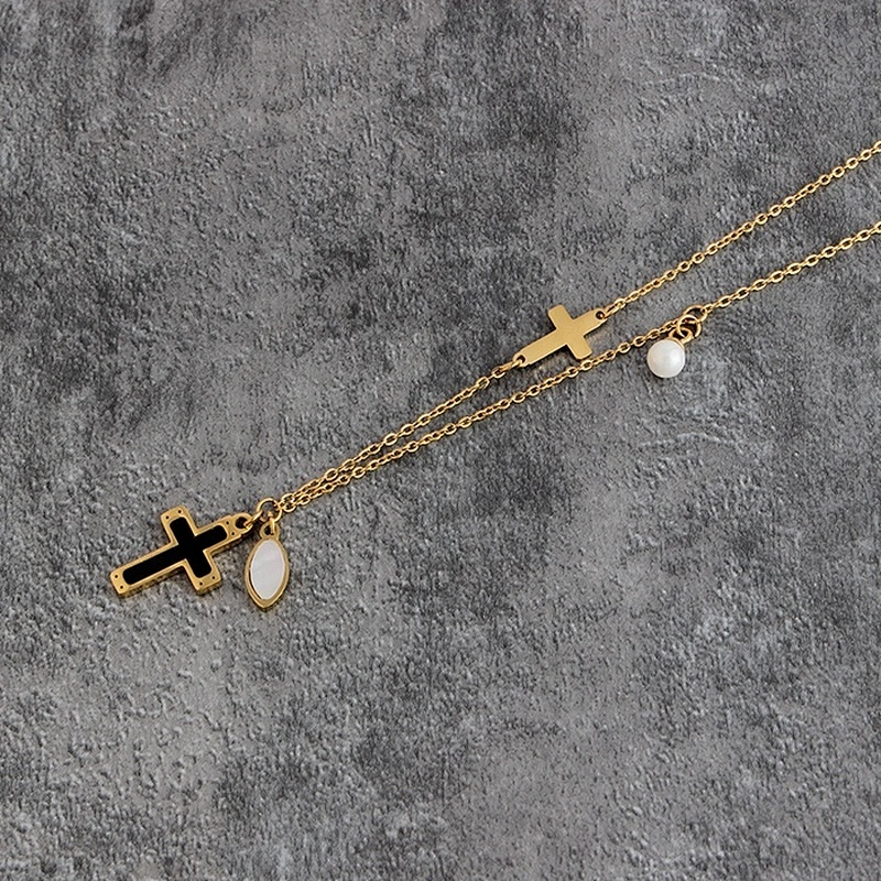 Miss Jewelry Cheap Fashion 14k Gold Chains Silver Iced Out Cross Necklace