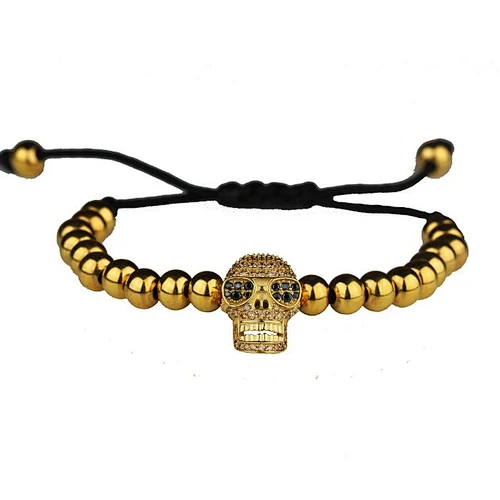 Hip Hop Style Ice Out Skull Beads Mens Bracelet