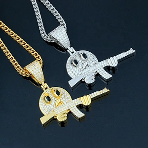 Missjewelry Emiji Face Gold Chain Necklace Hip Hop Pendant AAA