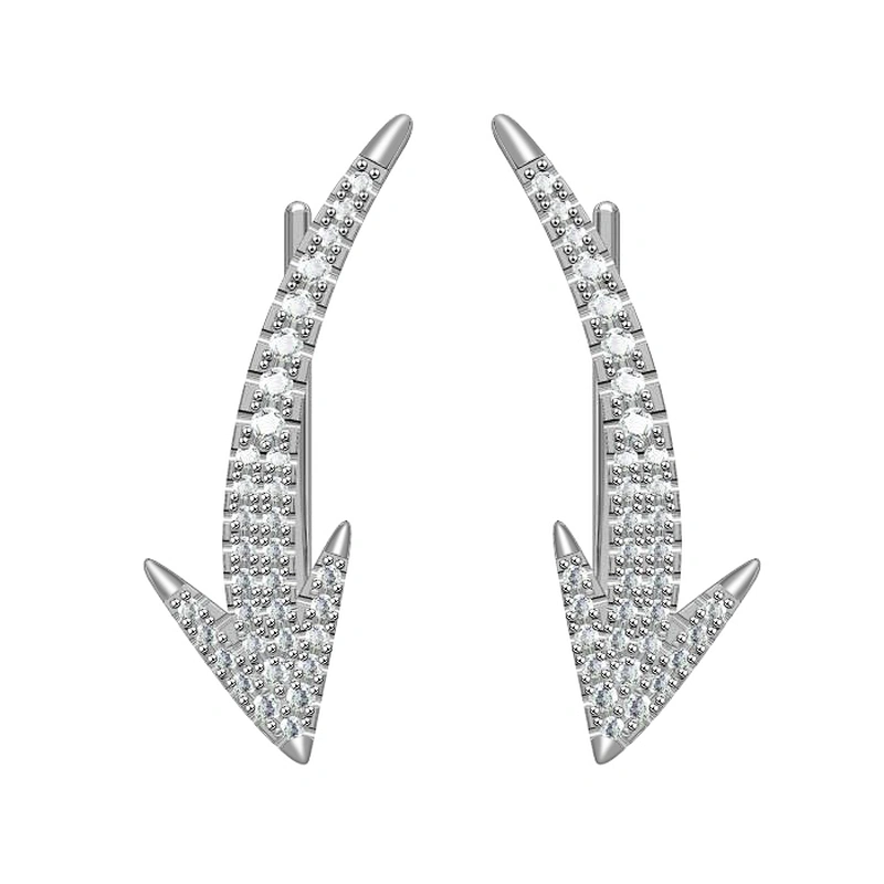 Miss Jewelry 925 Sterling Silver India Diamond Paved Earrings For Women