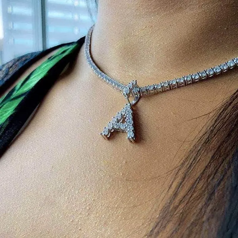 Missjewelry Hot Selling Custom Zircon Paved Sterling Silver Bubble Letter Pendants Mens HipHop Jewelry