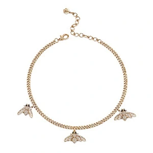 Triple bee's on baby link necklace women gold cuban link choker