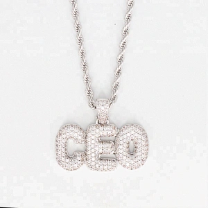 Miss Jewelry 925 Sterling Silver Necklace Alphabet Letter Pendant
