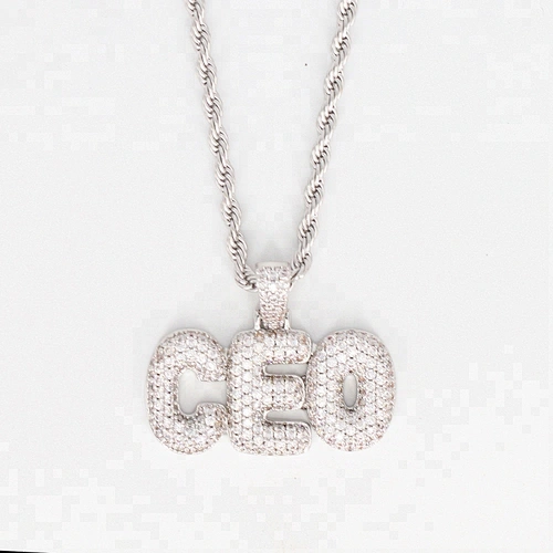 Miss Jewelry 925 Sterling Silver Necklace Alphabet Letter Pendant
