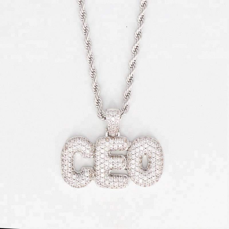 Miss Jewelry 925 Sterling Silver Necklace Alphabet Letter Pendant
