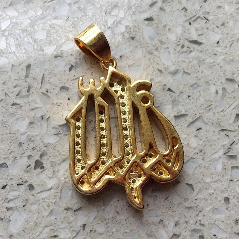 Saudi sterling silver gold plated allah pendant, muslim gold pendant gold allah pendants