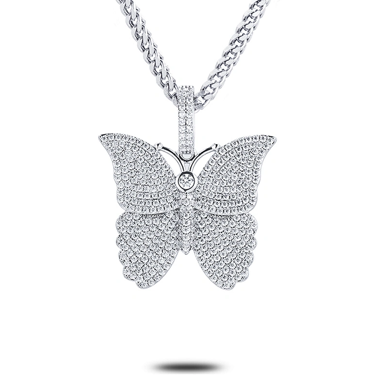 Hiphop CZ Metal Gold Pendants Jewelry Making, Butterfly Gold Pendant Necklace