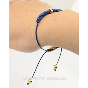 Logo custom braided beads charms bracelet with cord chains
