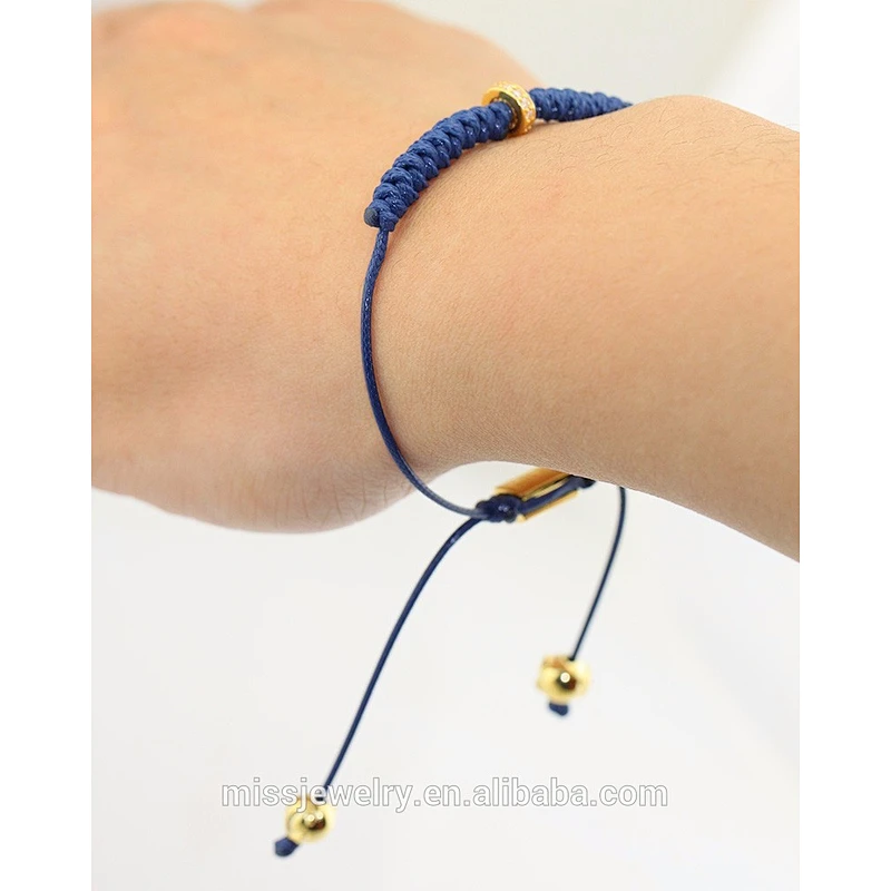 Logo custom braided beads charms bracelet with cord chains