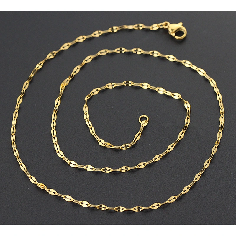Women Necklace Jewelry 14k Gold Plated Chain Girls