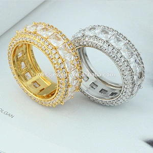 Missjewelry Fashion New Design Custom Made Pave Diamond Gold Hip Hop Ring Men 925 Sterling Silver