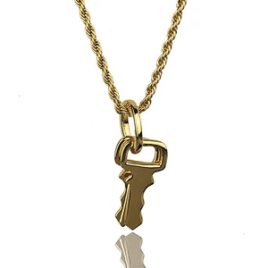 Missjewelry Stainless Steel Gold Plated Key Pendant Necklace