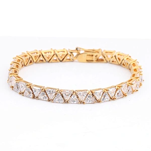Miss Jewelry 4mm 18k Gold plated 925 silver mens iced out diamond bracelet