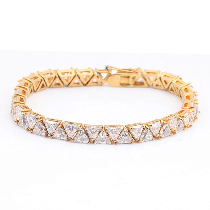 Miss Jewelry 4mm 18k Gold plated 925 silver mens iced out diamond bracelet
