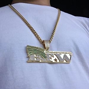 Missjewelry High Quality Luxury Stainless Steel CZ Iced Out Custom Logo Pendant Necklace