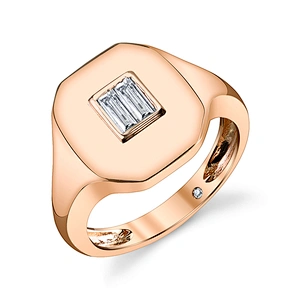Miss Jewelry Women Jewelry Sterling Silver Baguette Diamond Pinky Ring