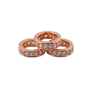 Cubic Zirconia Pave Diamond Gold Spacer Beads