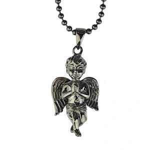 Miss Jewelry Mens micro gold angel wings pendant necklace