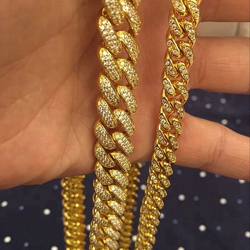 Missjewelry 8mm 18 inch  5a Diamond Pave White Sterling Silver Cuban Chain