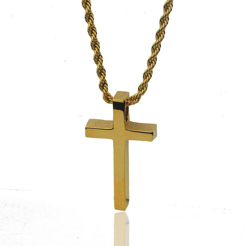 Hip hop simple design stainless steel gold cross pendant, saudi gold pendant MJHP129