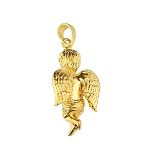 Miss Jewelry Mens micro gold angel wings pendant necklace