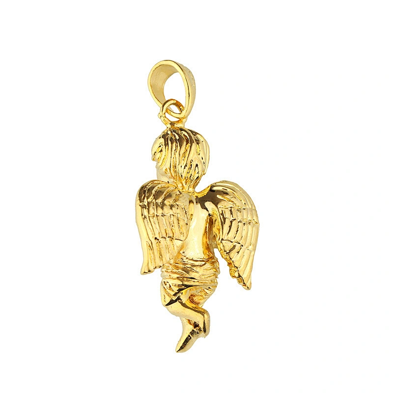 Miss Jewelry Mens micro gold angel wings pendant necklace