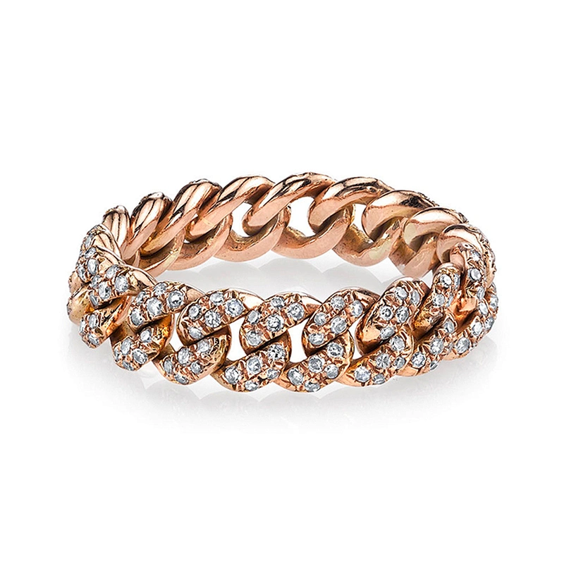 Miss Jewelry Hip Hop Jewelry CZ Micro Pave Ice Out Link Ring for Girls