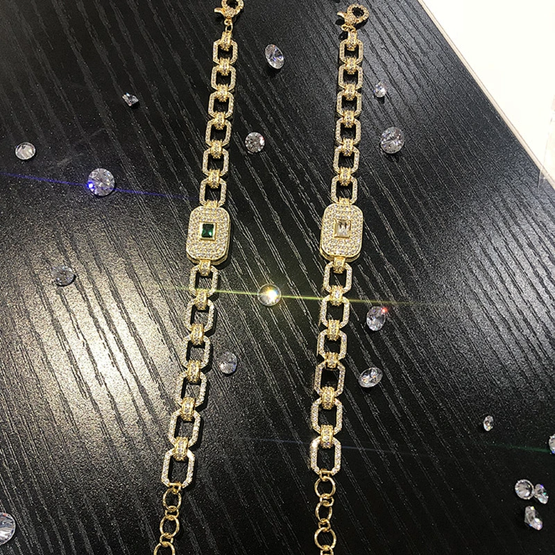 Miss Jewelry Fashion Link Neck Strap Gold Diamond Choker Necklace Women