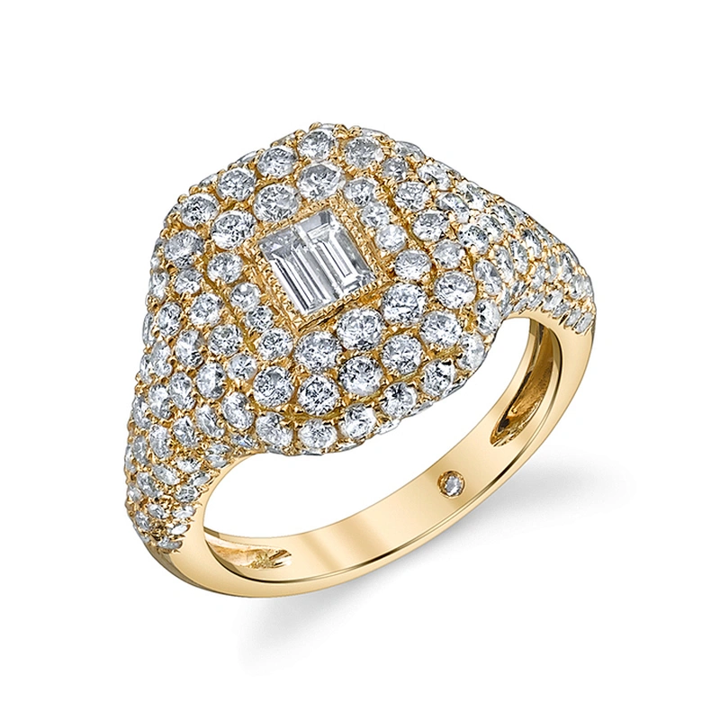 Latest Designs 925 Sterling Silver 18K Gold Jewelry Pave Diamond Pinky Ring for Girls