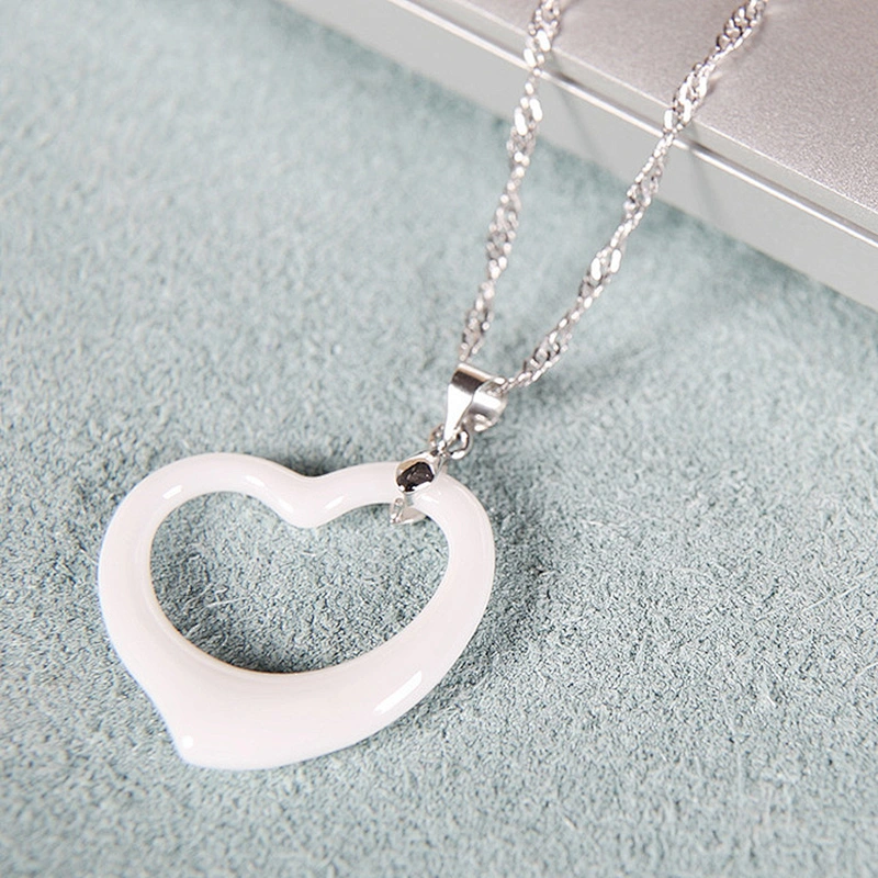 China factory jewelry unique heart shape women ceramic chain necklace