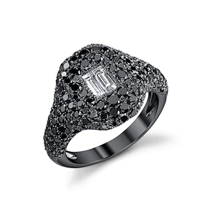 Latest Designs 925 Sterling Silver 18K Gold Jewelry Pave Diamond Pinky Ring for Girls