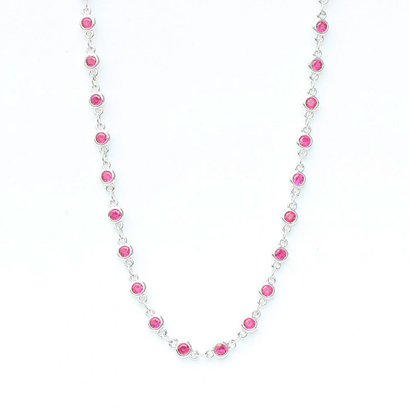 Cubic Zircon Beads Micro Pave CZ Gold Jewelry Necklace