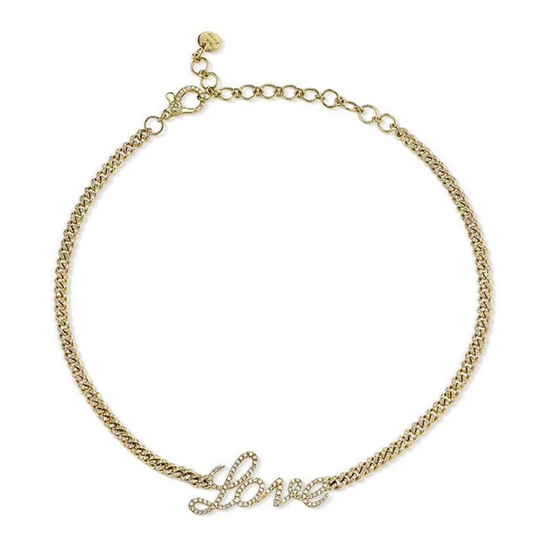 Wholesale jewelry full pave baby link love choker chain necklaces