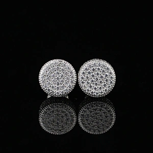 Men styles high quality white zirconia stone stud earrings silver