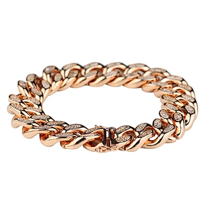Diamond Gold Cuban Link Chain Bracelet