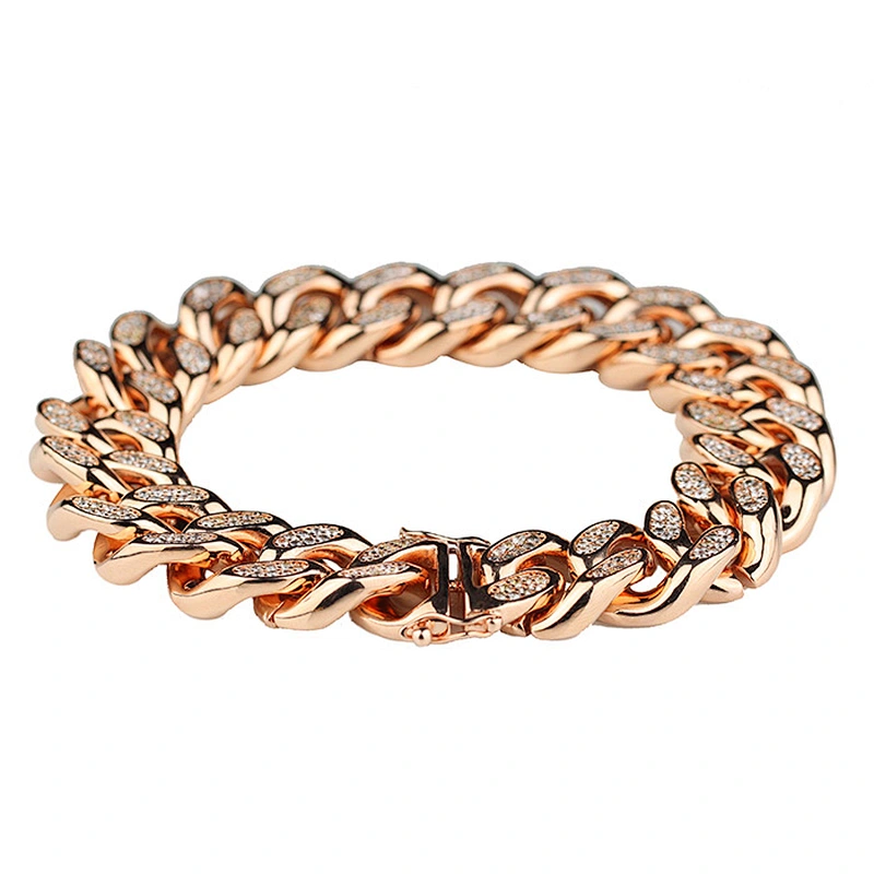 Diamond Gold Cuban Link Chain Bracelet