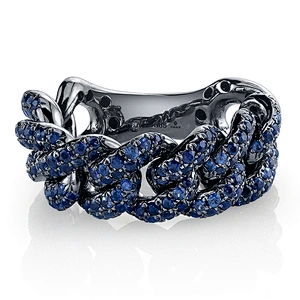 Miss Jewelry CZ Sterling Silver Jumbo Link Ring
