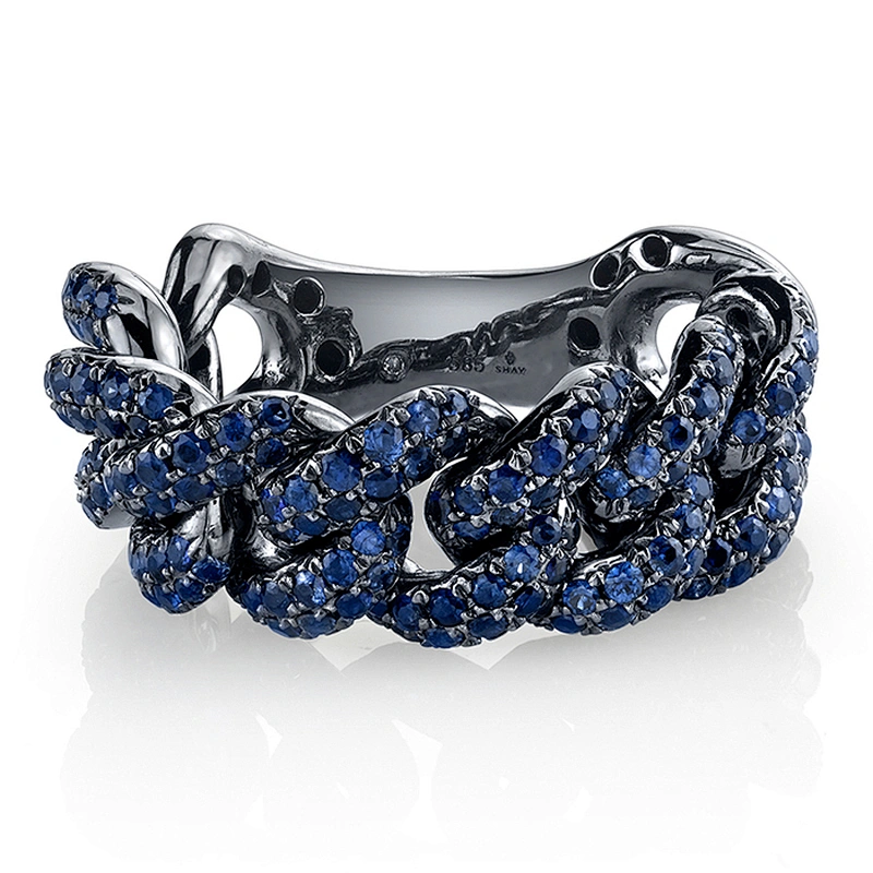 Miss Jewelry CZ Sterling Silver Jumbo Link Ring
