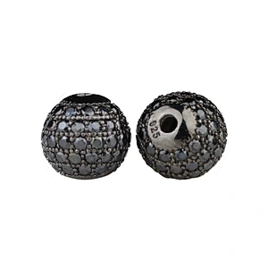 Wholesale Suppliers Pave Diamond Loose Black Metal Beads for Jewelry Making Logo