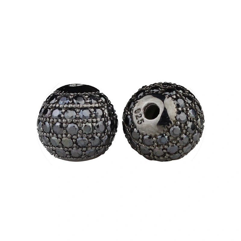 Wholesale Suppliers Pave Diamond Loose Black Metal Beads for Jewelry Making Logo