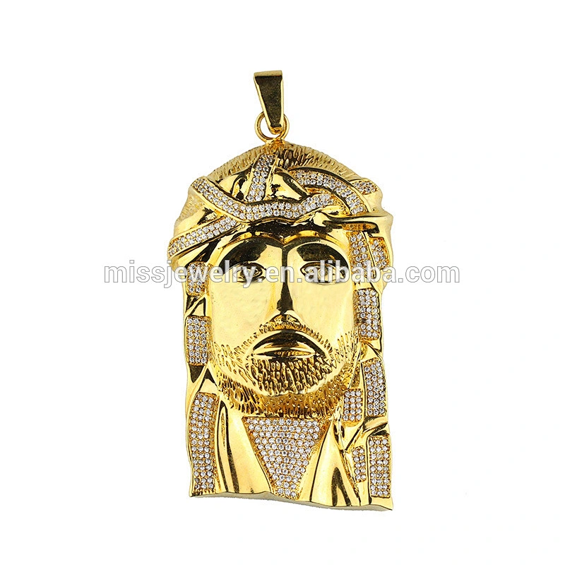 Missjewelry Wholesale 18K Gold Plated Iced Out Lab Diamond Micro Jesus Piece Chain Necklace