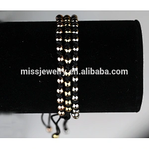 Fashion men brass/silver bead macrame bracelet wholesale