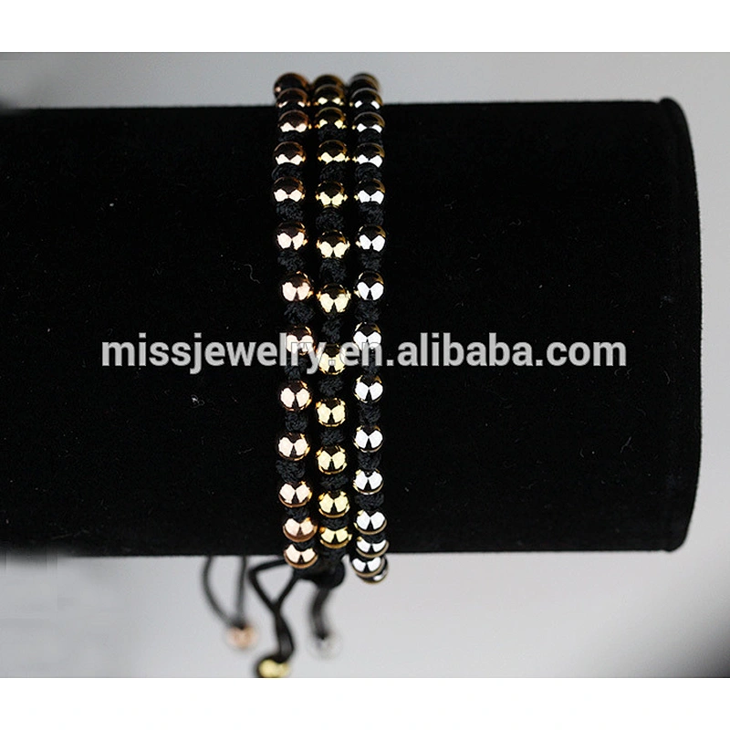Fashion men brass/silver bead macrame bracelet wholesale