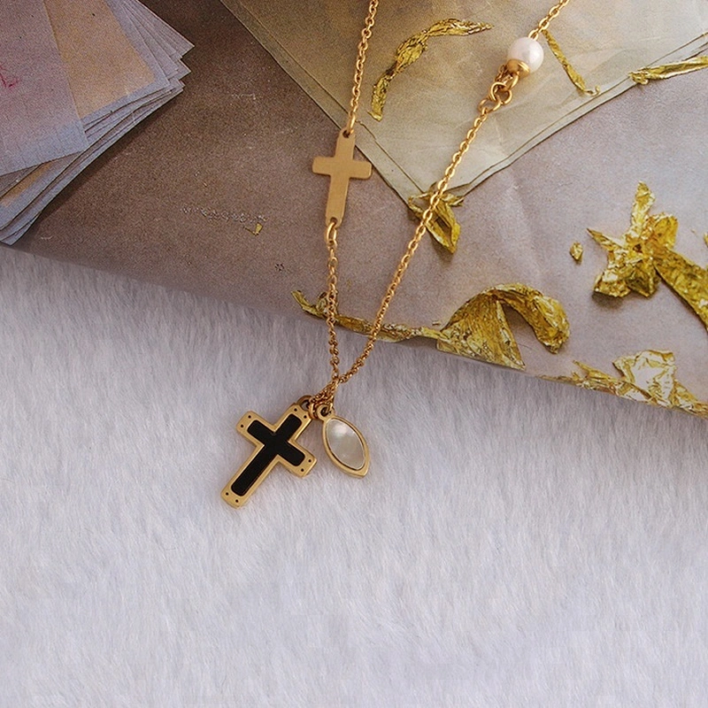 Miss Jewelry Cheap Fashion 14k Gold Chains Silver Iced Out Cross Necklace
