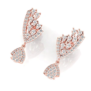 Miss Jewelry 925 Sterling Silver Jewelry Gold Plated CZ Diamond Stud Earrings