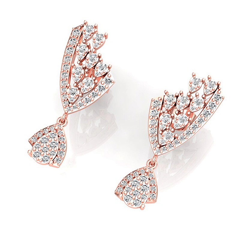 Miss Jewelry 925 Sterling Silver Jewelry Gold Plated CZ Diamond Stud Earrings