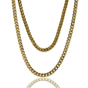Latest Wholesale Double Stainless Steel Gold Neck Chain Designs, Dubai New Gold Chain Design For Men