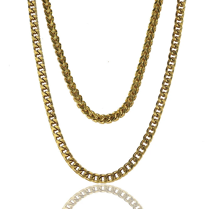 Latest Wholesale Double Stainless Steel Gold Neck Chain Designs, Dubai New Gold Chain Design For Men
